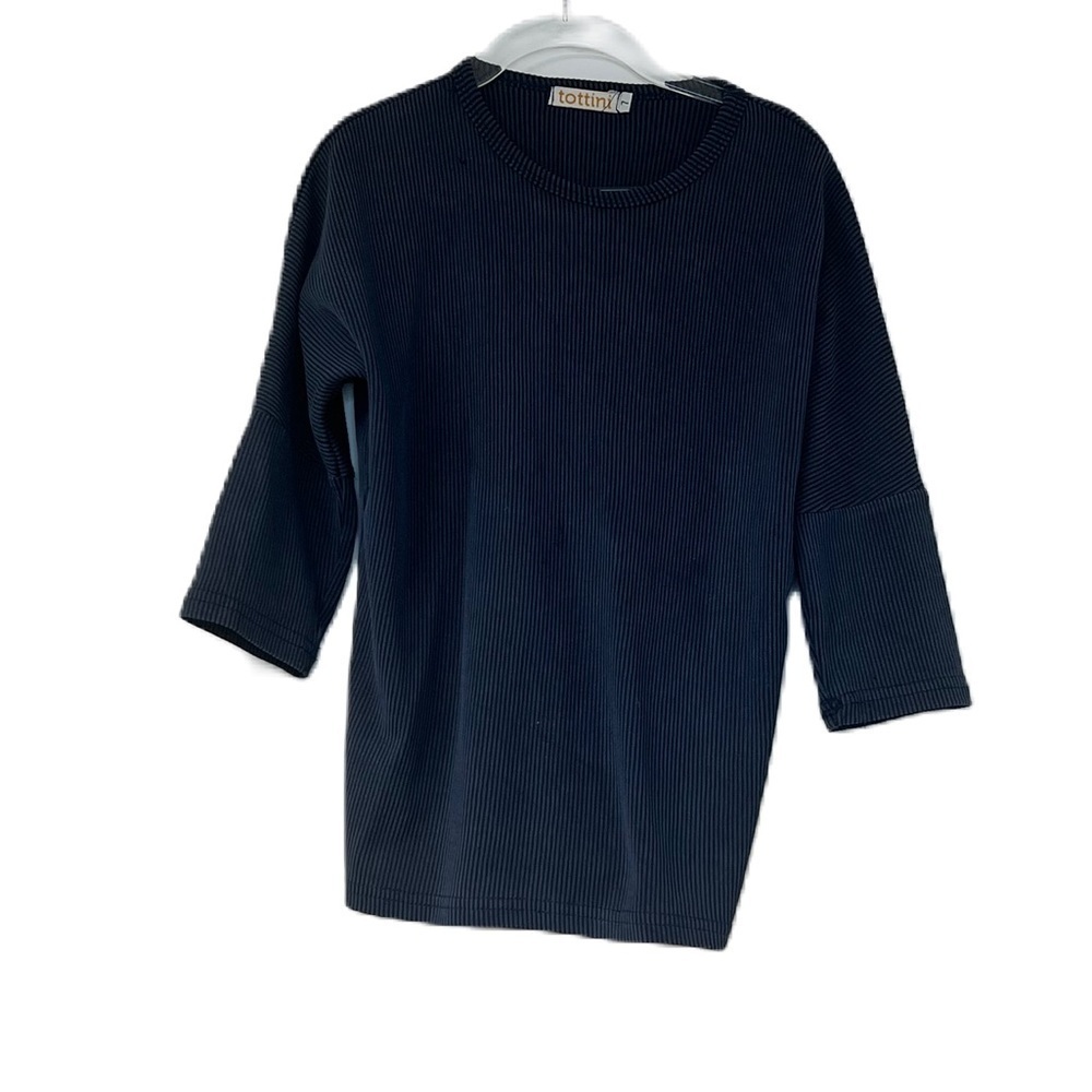 Tottini girls blue ribbed sz 7 3/4 sleeve casual comfy lghtweight top fall sprin